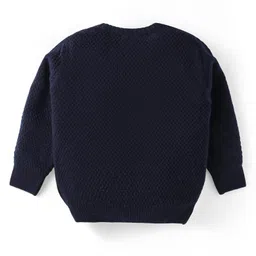 Babyhug Knitted Full Sleeves Pullover Sweater With Reversible Sequin Embroidery - Navy Blue image 3