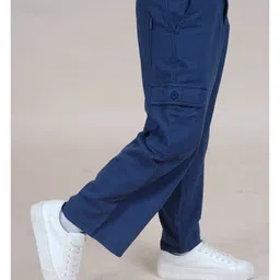 Kiddopanti Cotton Full Length Straight Fit Cargo Pant - Navy image 4
