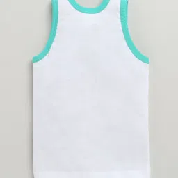 BUMZEE Cotton Pack Of 3 Sleeveless Animals & Train Printed Vests - White image 4