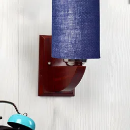 Devansh Blue Wood Traditional Abstract Shaped Shaped Wall Lamp image 2