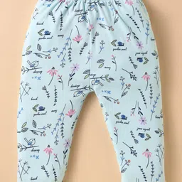 CUCUMBER Sinker Knit Full Sleeves Co-Ord Night Suit with With Floral Print - Light Blue image 4