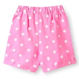 Babyhug Single Jersey Knit Mid Thigh Shorts With Polka Dot & Floral Print & Bow Applique Pack of 2 - Pink & Navy Blue image 5