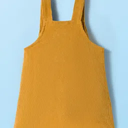 Babyhug Cotton Knit Full Sleeves Inner Tee & Frock With Heart Print & Rabbit Embroidery - Yellow & White image 5