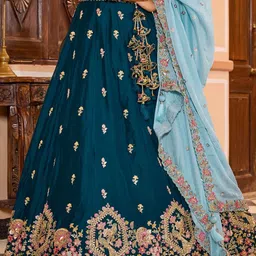 panchhi Embellished Sequinned Semi-Stitched Lehenga & Unstitched Blouse With Dupatta image 5