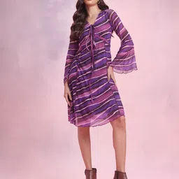 DressBerry Printed Tie-Up Net A-Line Dress-picture-36