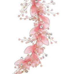Saraf RS Jewellery Gold Toned & Pink Stocking Flowers Beaded Tiara Hair Accessory-picture-34