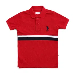 u.s. polo assn. US Polo Kids Boys Red Cotton Striped T-Shirt image 3