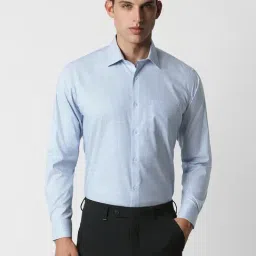Van Heusen Blue Cotton Regular Fit Checks Shirt-image-60