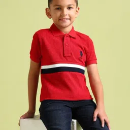 u.s. polo assn. US Polo Kids Boys Red Cotton Striped T-Shirt image 5
