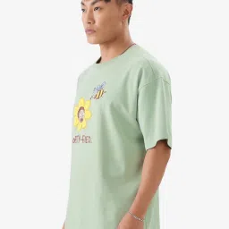 The Souled Store Green Loose Fit Printed T-Shirt image 3