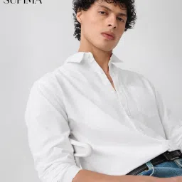 The Souled Store Classic White Cotton Regular Fit Shirt image 3