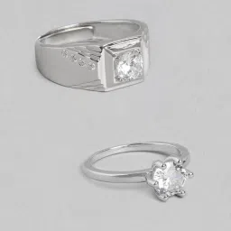 Zavya 925 Silver Eternal Unity Rhodium-Plated Adjustable Ring for Unisex image 3