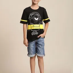 Kidsville Black & White Cotton Printed T-Shirt image 3