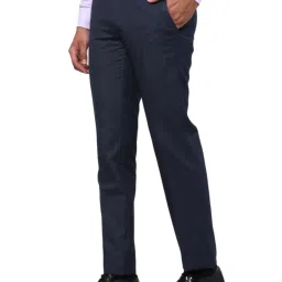 Raymond Blue Contemporary Fit Texture Trousers image 3