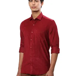 Raymond Red Contemporary Fit Texture Shirt image 3