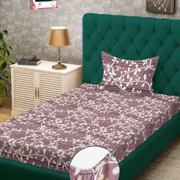Myntra Elegant Homes Purple & White Printed 300 TC Single Bedsheet Set 2.25 m x 1.50 m-image-48