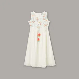 Melange by Lifestyle Kids White Cotton Embroidered Dress-picture-17