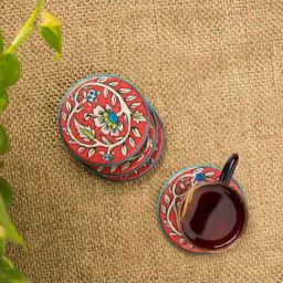 ExclusiveLane Floral Hand-painted Coasters In Ceramic (Set of 4)-picture-45