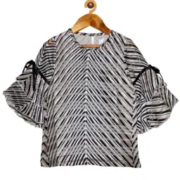Kiddopanti Kids White & Black Printed Top-picture-30