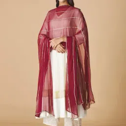 FabBasics by Fabindia Maroon Zari Work Dupatta-image-9