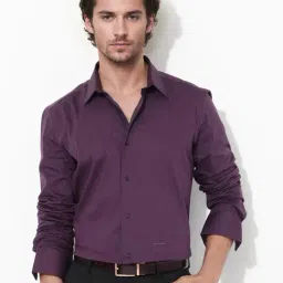 Rare Rabbit Purple Cotton Solid Regular Fit Formal Shirt-image-0
