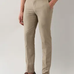 Arrow Beige Polyester Slim Fit Solid Formal Trousers image 3