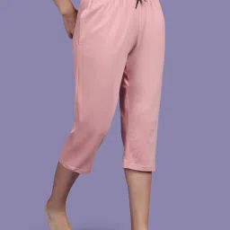 Kryptic Dusty Pink Cotton Plain Capris image 3