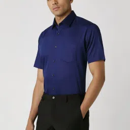 Van Heusen Blue Cotton Regular Fit Shirt image 3