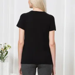 Van Heusen Black Cotton Printed T-shirt image 2