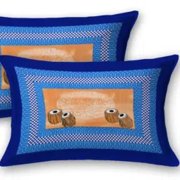 Living Roots Abstract Blue 240 TC Cotton Bedsheet with 2 Pillow Covers image 3