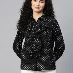 plusS Polka Dot Print Ruffles Shirt Style Top-picture-16