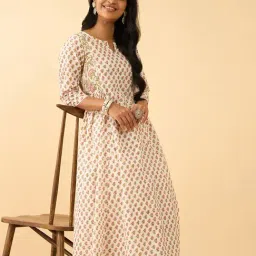 Taneira Off White Cotton Regular Fit Printed Kurta-image-20