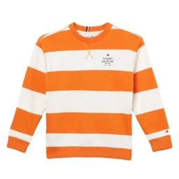 TOMMY HILFIGER Orange Thunder & White Striped Archive Fit Pullover-picture-23