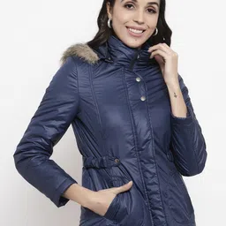 Gipsy Women Navy Blue Solid Padded Jacket-picture-45