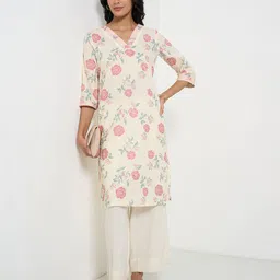RANGMANCH BY PANTALOONS Women Floral Printed Festive Cotton A-Line Kurta-image-48