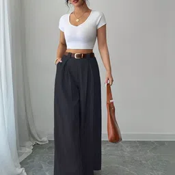 CORSICA Women Relaxed Loose Fit High-Rise Trousers image 2