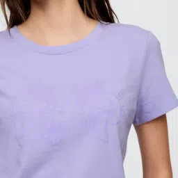 GAP Purple Solid Short Sleeves T-Shirt image 5
