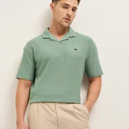 The Bear House Green Cotton Relaxed Fit Solid T-Shirt-image-33