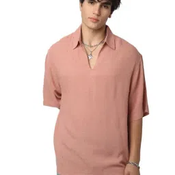 VASTRADO Core Fashion Peach Self Design Oversized Shirt-image-56