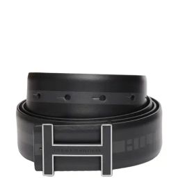 TOMMY HILFIGER Houghton Black & Navy Leather Printed Reversible Belt For Men-picture-41
