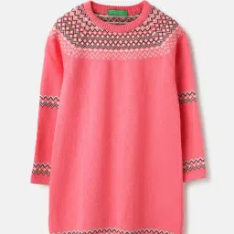 United Colors of Benetton Pink Pure Cotton Regular Printed Dress-image-86