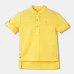 Blue Giraffe Kids Yellow Cotton Regular Fit Full Sleeves Shirt-picture-46
