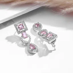 Rubans Rhodium Plated Pink Set for Women image 3