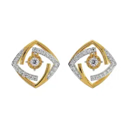 Emori 18k Yellow Gold & Diamond Square Styled Stud Earrings-picture-17