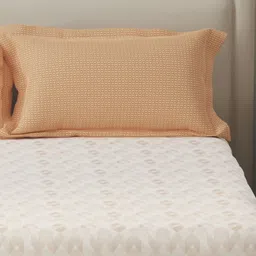 Layers BasicX Cream Geometric Pure Cotton 120 TC Queen Bedsheet & Pillow Covers-100" x 88" image 3