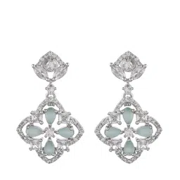 Silvermerc Designs Silver Plated American Diamond Studded Drop Earrings image 2