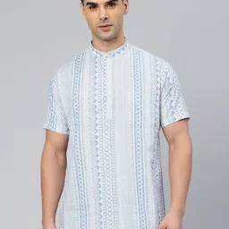 Majestic Man Men Geometric Printed Pure Cotton Kurta image 1