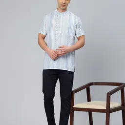 Majestic Man Men Geometric Printed Pure Cotton Kurta image 5