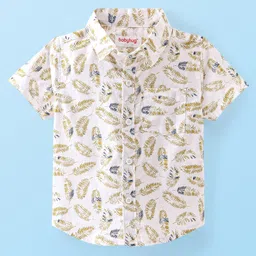 Babyhug 100% Cotton Half Sleeves Shirt Leaves Print - White-picture-22