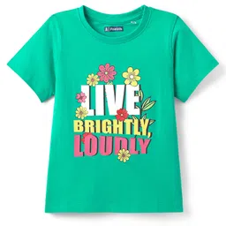 Pine Kids Cotton Knit Half Sleeves T-Shirt With Live Brightly Loudly Text Print - Light Green-picture-31